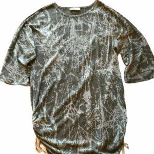 Bryn Walker Gray Sweater Tunic Shirt Dress Cinch Ruched Sides Women's Small